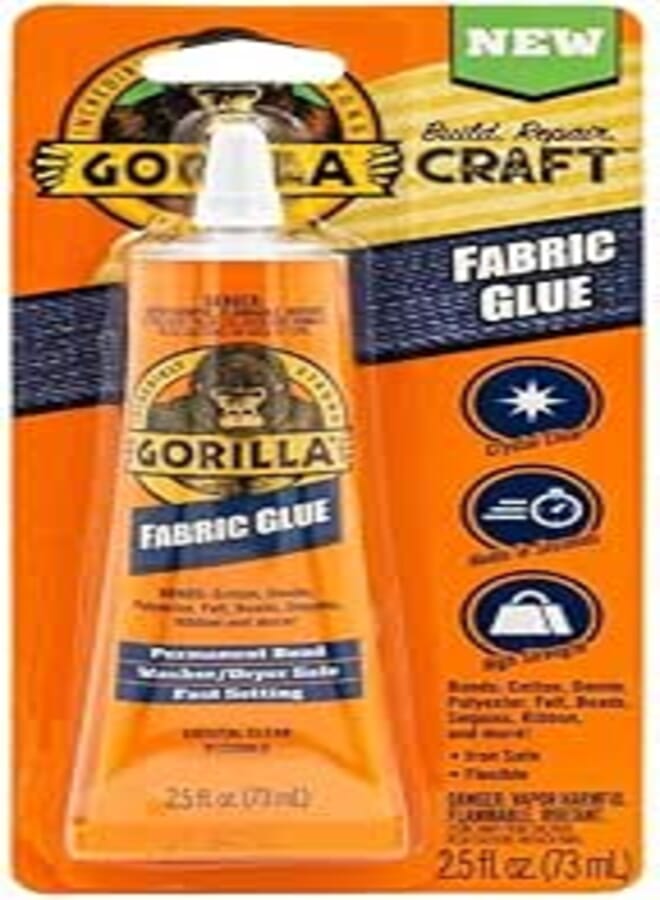 Gorilla 8025501 Fabric Glue High Strength Adhesive Waterproof Clear Tube